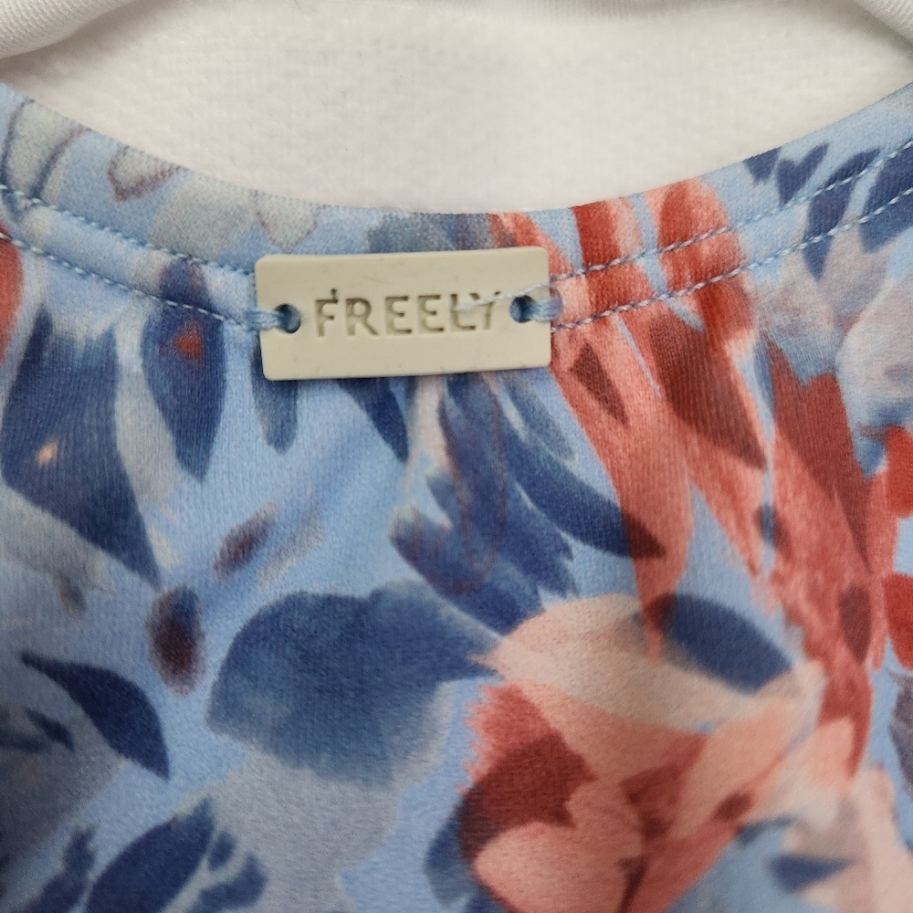 FREELY Blue Orange Swimsuit Size S Floral Ring Back One Piece Wild Flower Wired - Picture 14 of 16